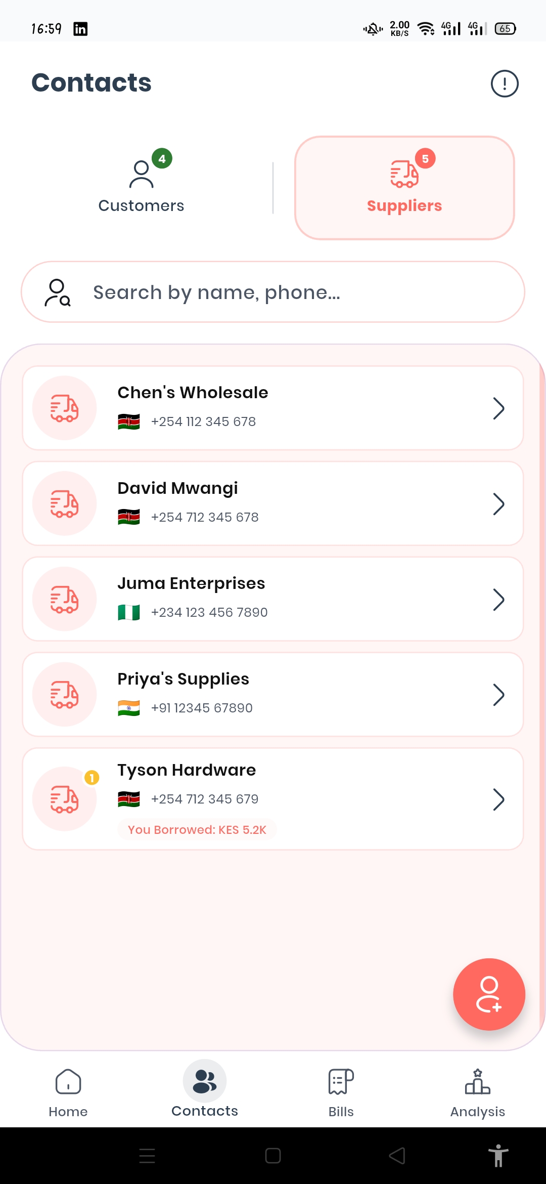 Suppliers Contacts